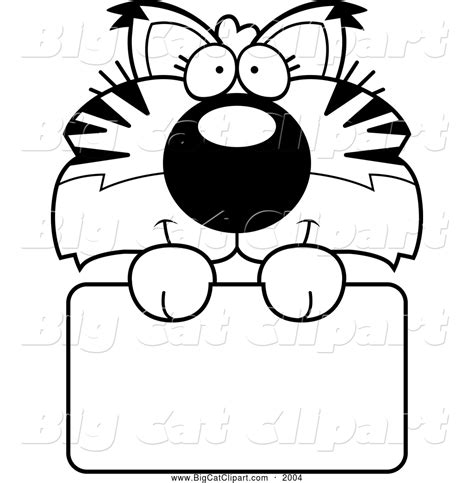 big cat cartoon vector clipart of a black and white cute