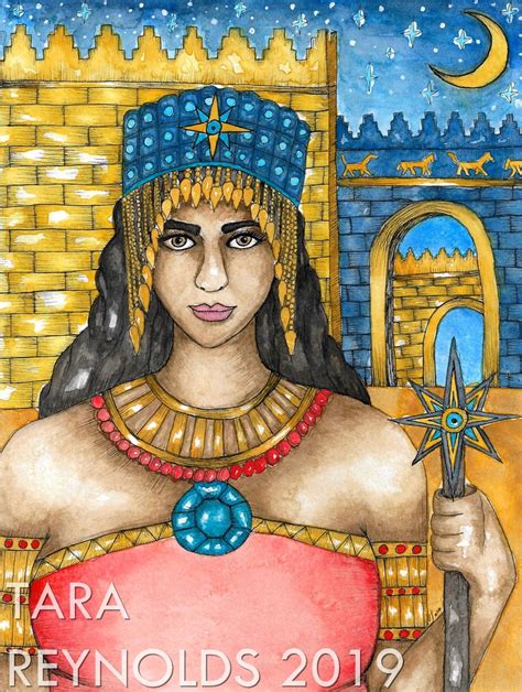 Goddess Inanna Art Prayer Card Goddess Ishtar Art Print Altar Etsy