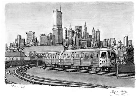 drawings ofnew york subway train city art