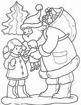 Santa Pages Coloring Claus Kids Children Christmas Gifts Gives Printable Drawing sketch template