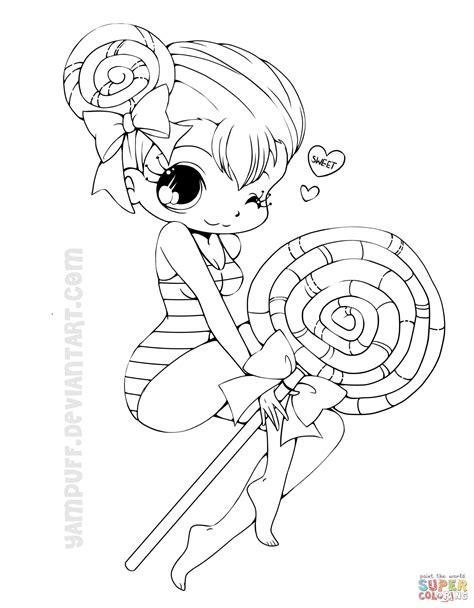 chibi lollipop girl coloring page  printable coloring pages