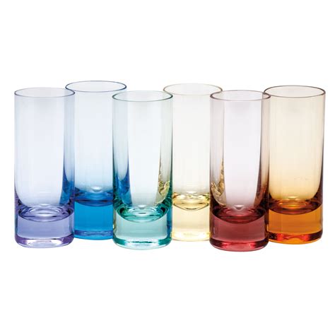Moser Vodka Shot Glass Set 6 Rainbow Colors