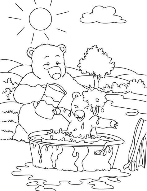 bear hunting coloring pages baby bear enjoying bathing coloring pages