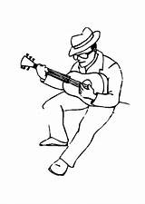 Guitar Coloring Player Clipart Drawing Pages sketch template