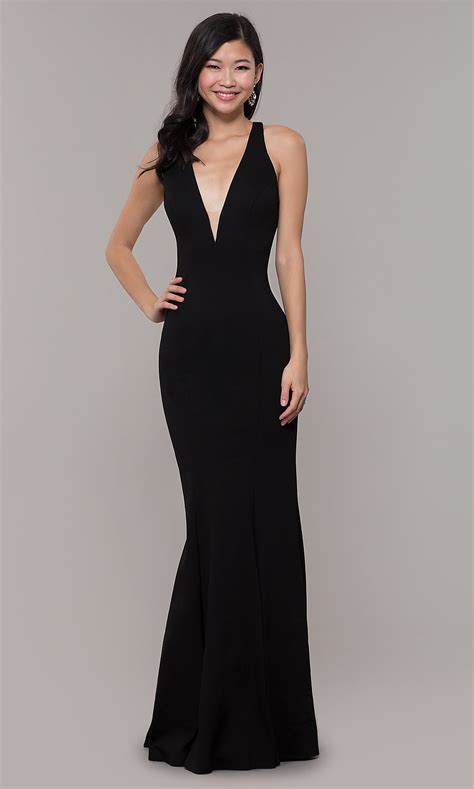 sexy long black formal dress with illusion back