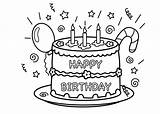Cake Birthday Coloring Pages Color Kids Printable Happy sketch template