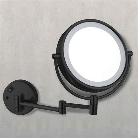nameeks ar blk   nameeks glimmer black wall mounted led lighted makeup mirror