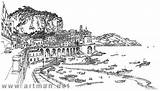 Amalfi Drawing Italy Drawings Etchings Pages Medium sketch template