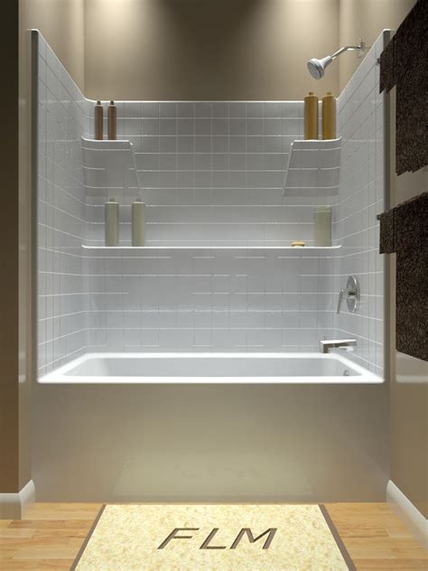 tm  thought  middle shelf  pretty cool bathtub shower combo bathroom tub shower
