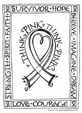Cancer Breast Coloring Pages Pink Think Ribbon Zenspirations Awareness Printable Downloadable Calligraphy Color Sheets Card October Colouring Month Kids Book sketch template