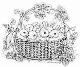 Basket Coloring Pages Stamps Mounted Rubber Colouring Northwoods Bunnies Wood Baby Adult Easter sketch template