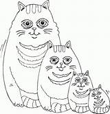 Cat Family Coloring Fat Pages Color Cats Printable Lineart Print sketch template