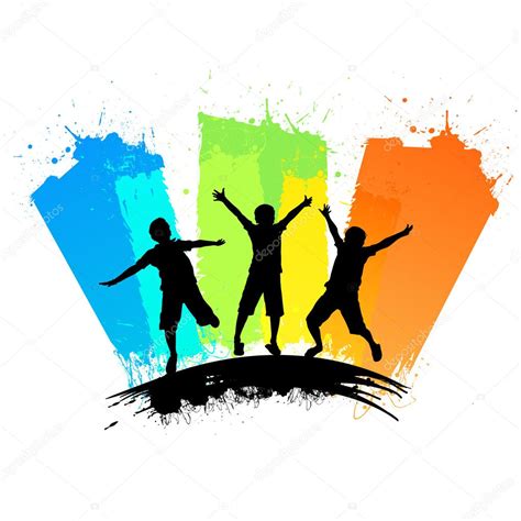 kids silhouettes  paint color splashes stock vector image