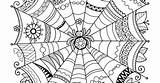 Spider Coloring Halloween Web Zentangle sketch template
