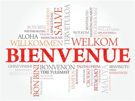 bienvenue welcome in french word cloud in different