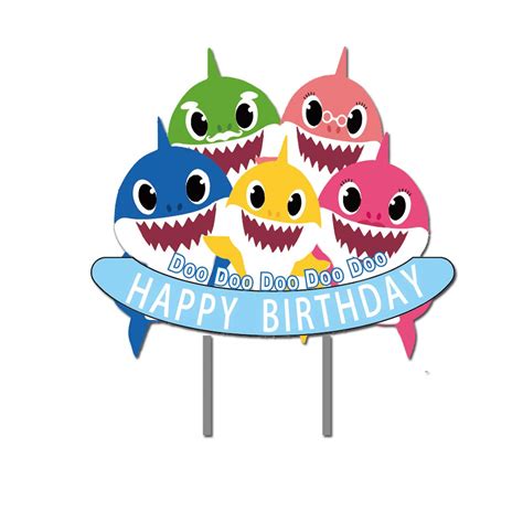 baby shark happy birthday cake topper