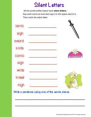 worksheet silent letters copy  words  circle  silent
