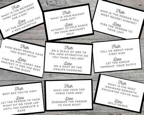 adults  truth   printable party game  cards etsy