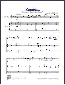 rondeau  easy alto saxophone sheet  saxophone sheet