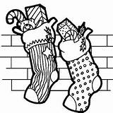 Coloring Pages Christmas Hung Stockings sketch template