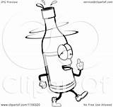 Wine Bottle Drunk Cartoon Coloring Clipart Vector Thoman Cory Outlined Royalty sketch template