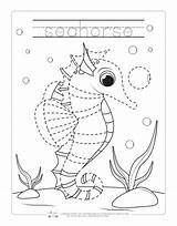Tracing Seahorse Itsybitsyfun Preschoolers Colouring sketch template