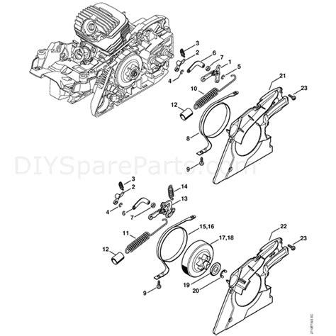 stihl ms  chainsaw ms parts diagram chain brake