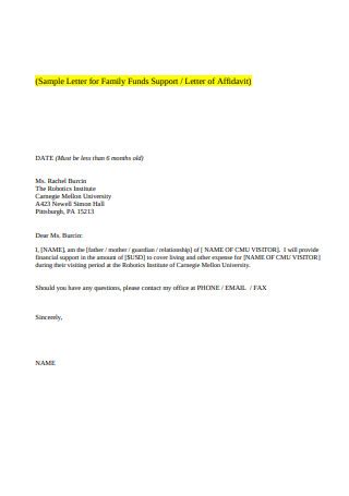 financial support letter sample    letter template collection