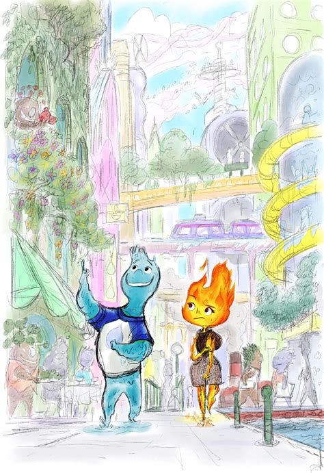 disney en pixar delen eerste details  de nieuwe animatiefilm elemental frontview magazine