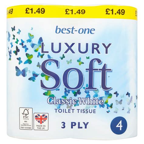 Best One Luxury Soft Classic White Toilet Tissue 3 Ply 4 Rolls Bb