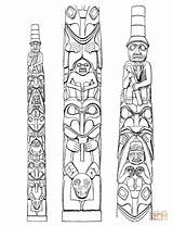 Totem Poles Haida Pfahl Totempfahl Indianer Muster Tiki Zeichnung Nativi Americani Basteln Bedeutung Tlingit sketch template
