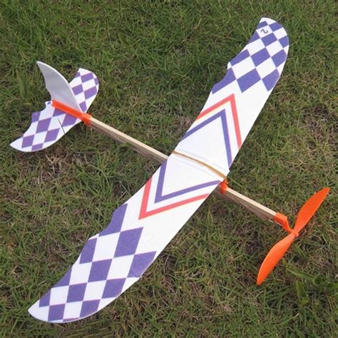 rubber band powered glider flying plane airplane model diy assembly toy