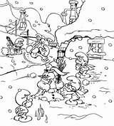 Smerfy Zima Wiosce Kolorowanka Druku Smerfów Smurf Smurfs Jak Bałwana Mnóstwo śniegu Obrazku Widzicie Nastała Drukowanka Malowankę Wydrukuj sketch template