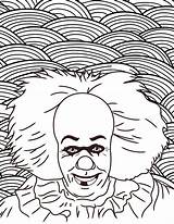 Coloring Horror Pages Freddy Clown Printable Krueger Pennywise Movie Halloween Chucky Movies Color Sheets Adult Colouring Book Dancing Classic Scary sketch template