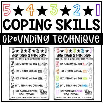 grounding techniquecoping skill classroom poster student