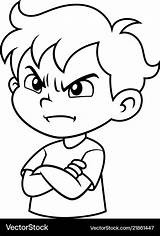 Angry Boy Expression Bw Vector Royalty sketch template