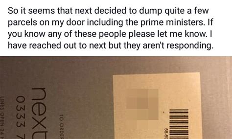 Next Parcels For Theresa May Dumped On Woman S Doorstep Daily Mail Online