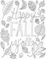Coloring Fall Happy Printable Pages Sheets Autumn Yall Hello Cute Hellolittlehome Halloween Done Re When Choose Board sketch template