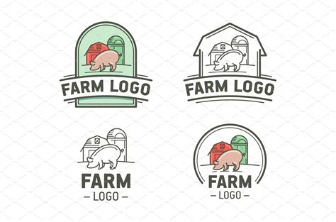 farm logo set pre designed vector graphics creative market