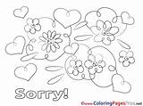 Sorry Colouring Coloring Flowers Sheet Title Cards sketch template