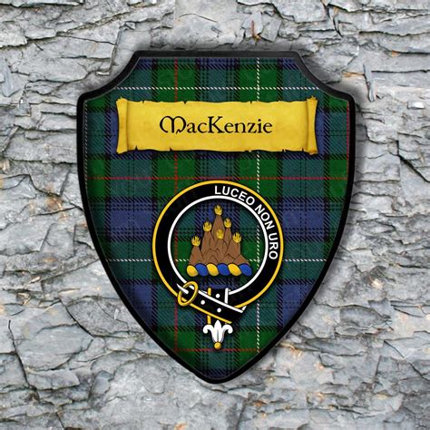 mackenzie shield plaque  scottish clan coat  arms badge  clan