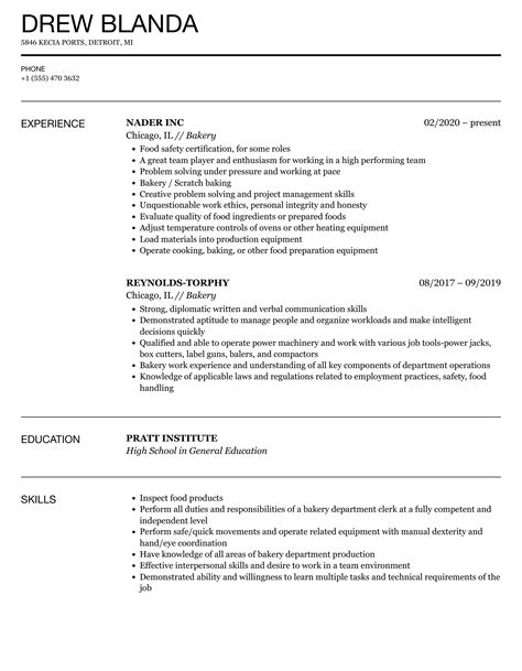 baker resume template