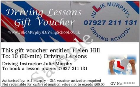 driving lesson gift vouchers