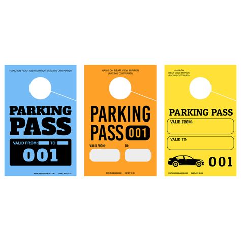 parking permit hang tags colored mess brands