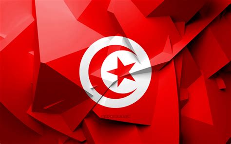 herunterladen hintergrundbild  flagge von tunesien geometrische