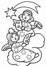Christmas Coloring Angel Singing Angels Kids sketch template