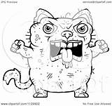 Cat Angry Cartoon Ugly Coloring Clipart Outlined Vector Cory Thoman Royalty sketch template