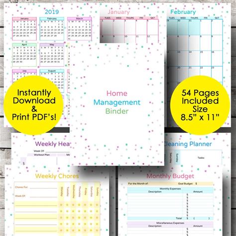 home management binder household planner printable home etsy