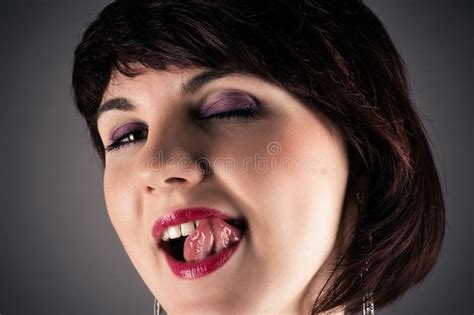 woman seductively licking lips stock image image of beauty feelings