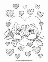 Coloring Pages Owl Owls Valentine Valentines Girls Printable Hearts Color Kids Colouring Cute Animal Books Print Sheets Primarygames Heart Cartoon sketch template